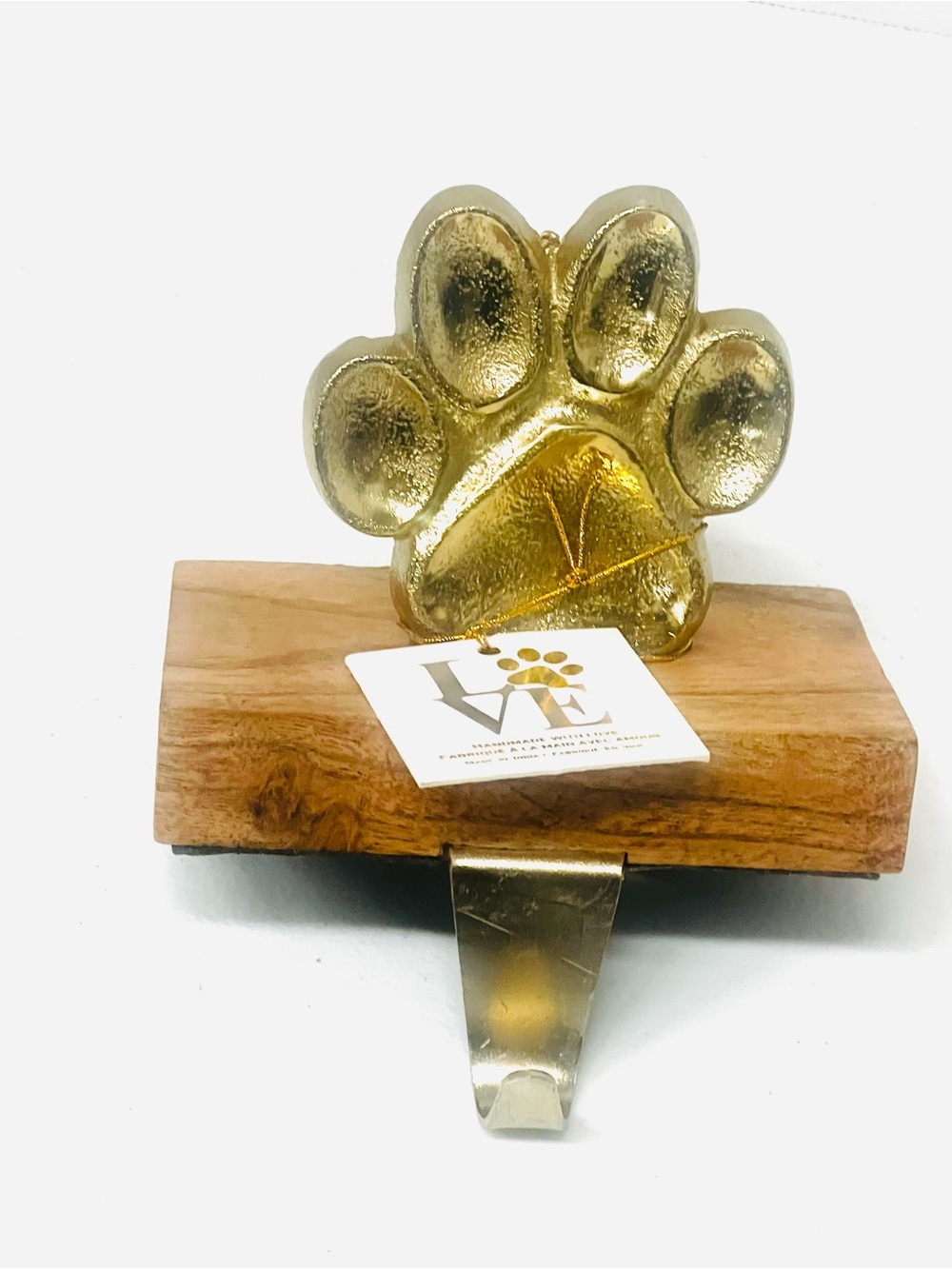 Paw Print free shipping Gold love paw print hook leash holder? Poop hag holder.